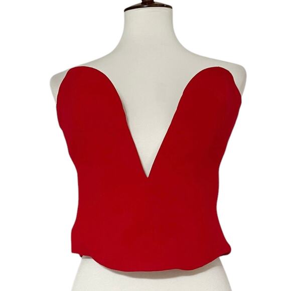 House of CB Women’s Red Strapless Plunge Corset Top Size‎ Large - Picture 6 of 12
